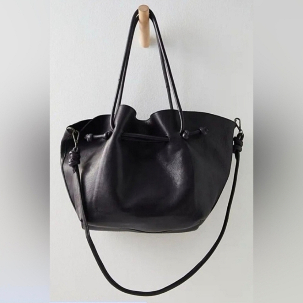 Elegant Black Leather Tote Bag